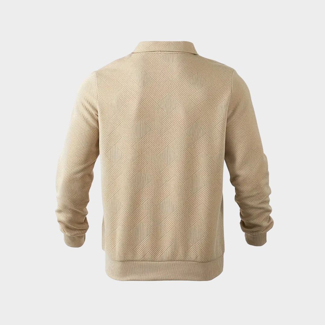 Bruno - Elegant Long-Sleeve Pullover with Practical Zipper Collar