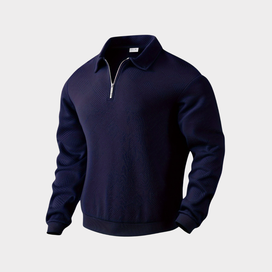 Bruno - Elegant Long-Sleeve Pullover with Practical Zipper Collar
