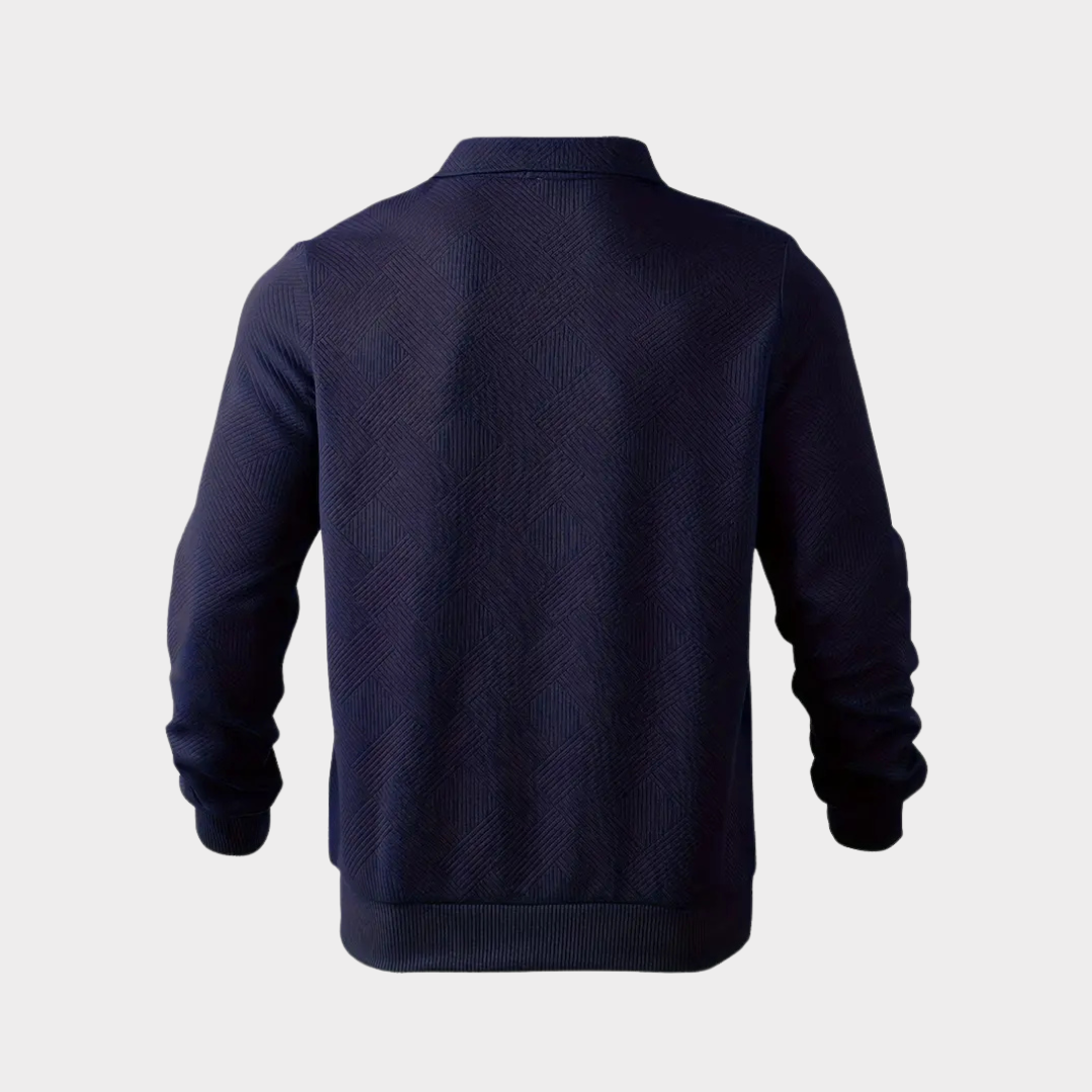Bruno - Elegant Long-Sleeve Pullover with Practical Zipper Collar