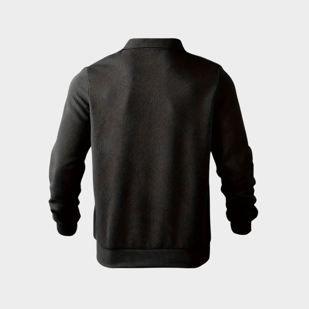Bruno - Elegant Long-Sleeve Pullover with Practical Zipper Collar