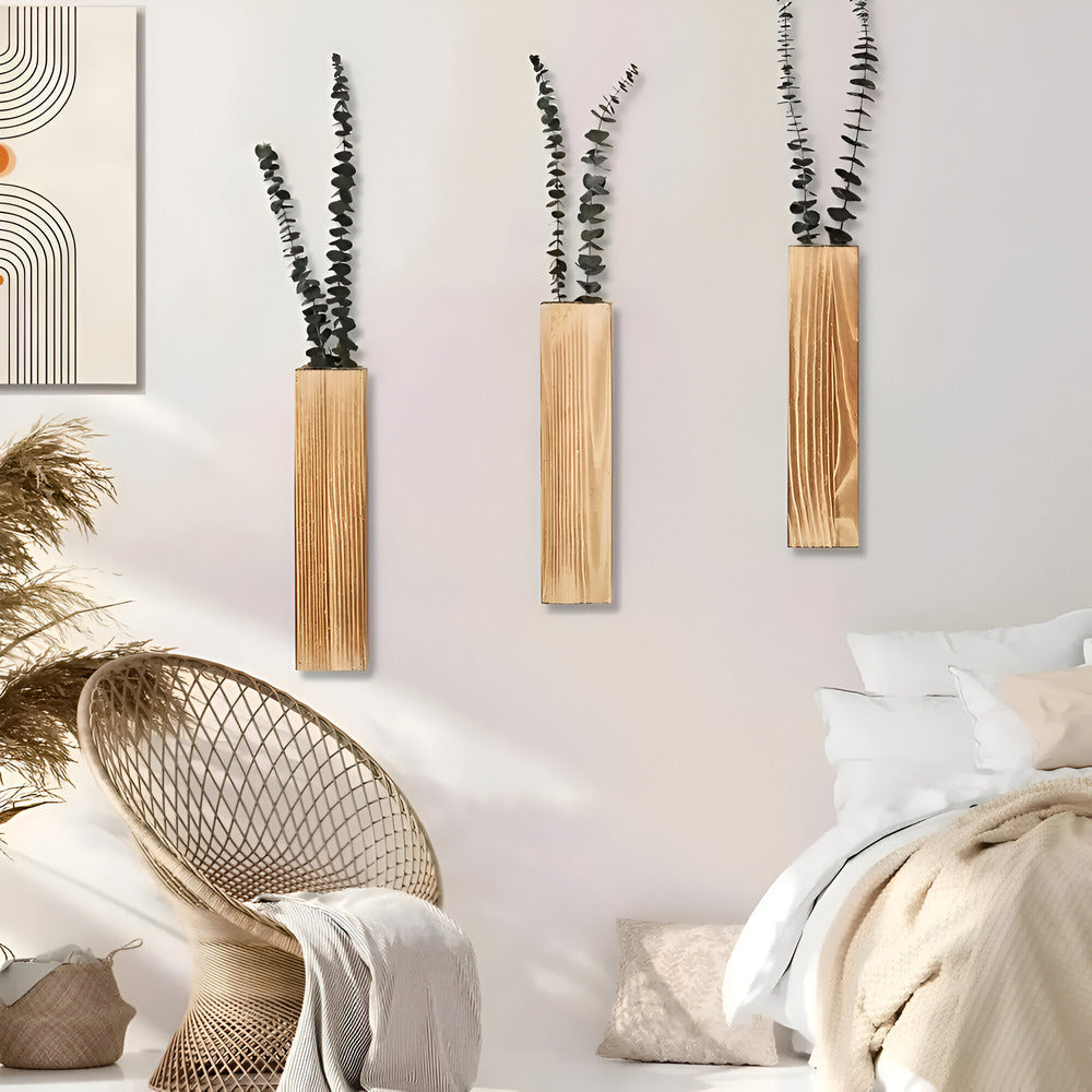 Nysaelle Drewniana Wisząca Waza - Elegancka Prostokątna Półka na Rośliny 30 cm do Stylowego Ogrodu lub Dekoracji Wnętrz