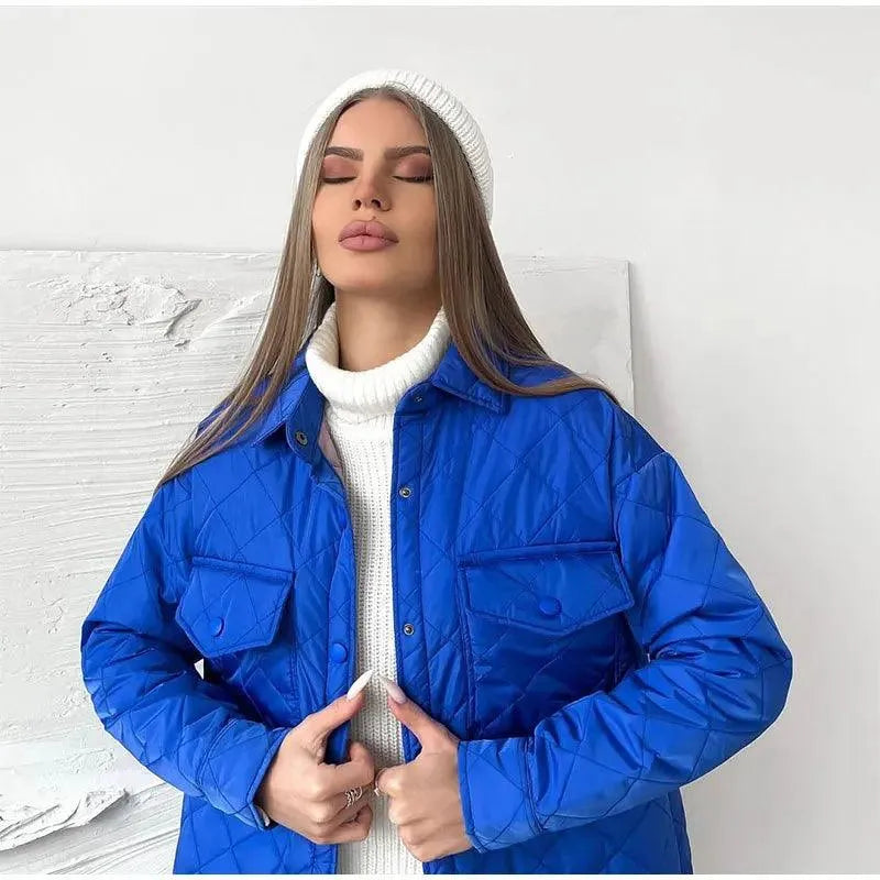 Elegant Padded Coat with Button Closure and Spacious Pockets - Perfect for Autumn