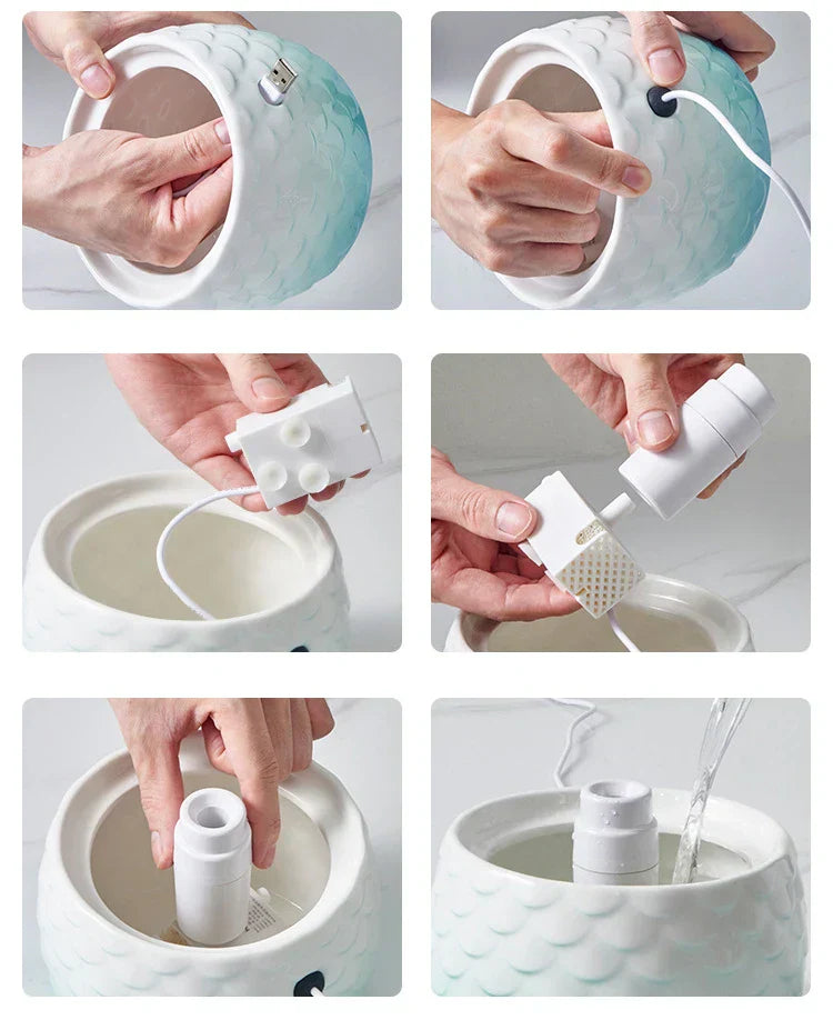 Luksusowa ceramiczna fontanna wodna dla zwierząt - świeża i zdrowa przyjemność picia