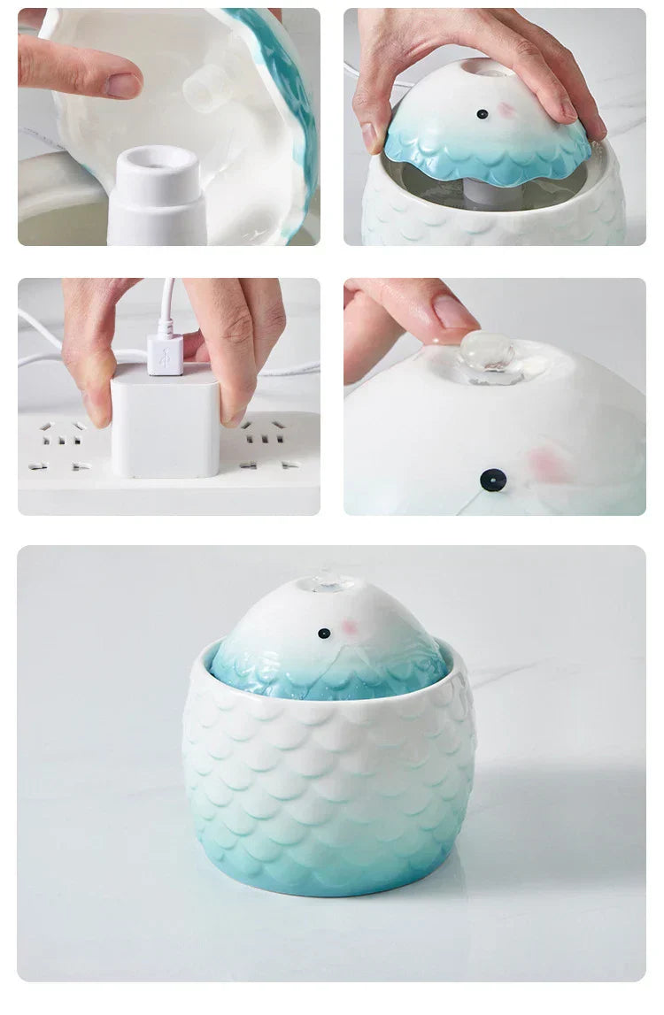 Luksusowa ceramiczna fontanna wodna dla zwierząt - świeża i zdrowa przyjemność picia