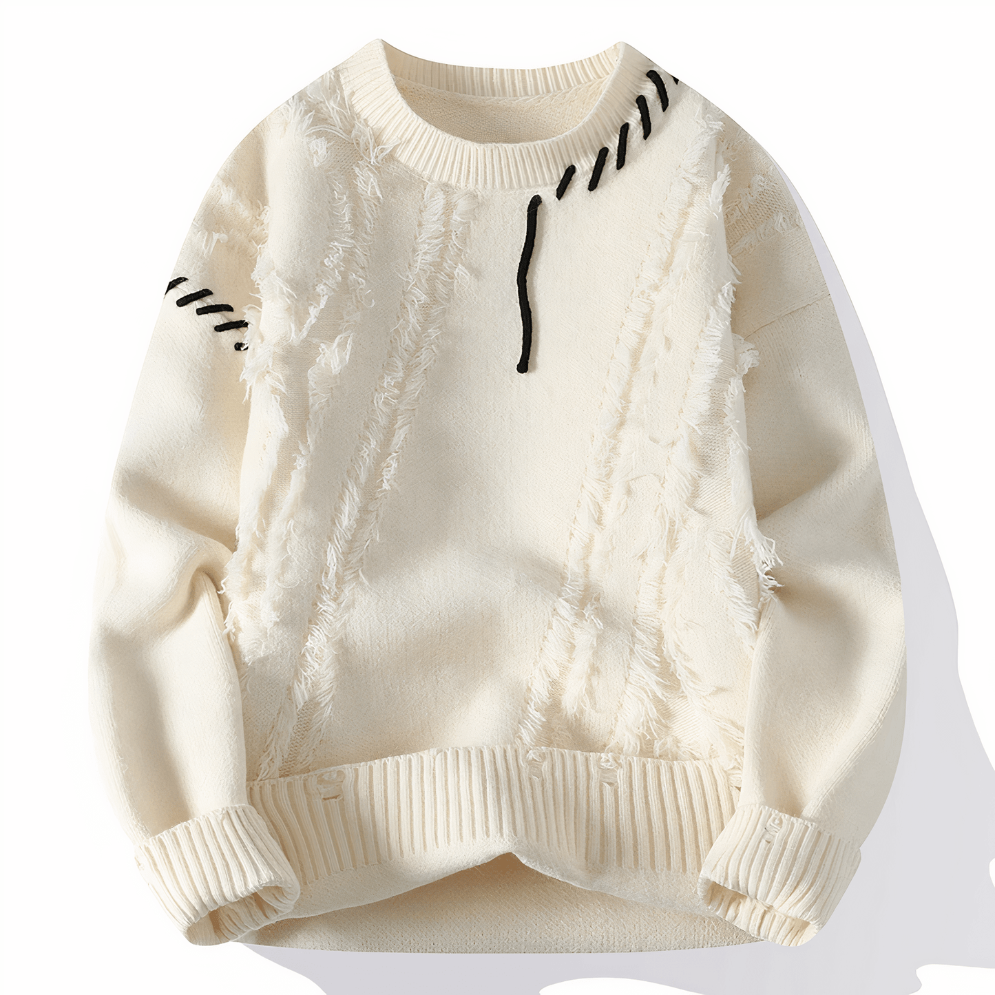 Albert - Stylish Modern Patchwork Sweater with Round Neck for a Trendy Look