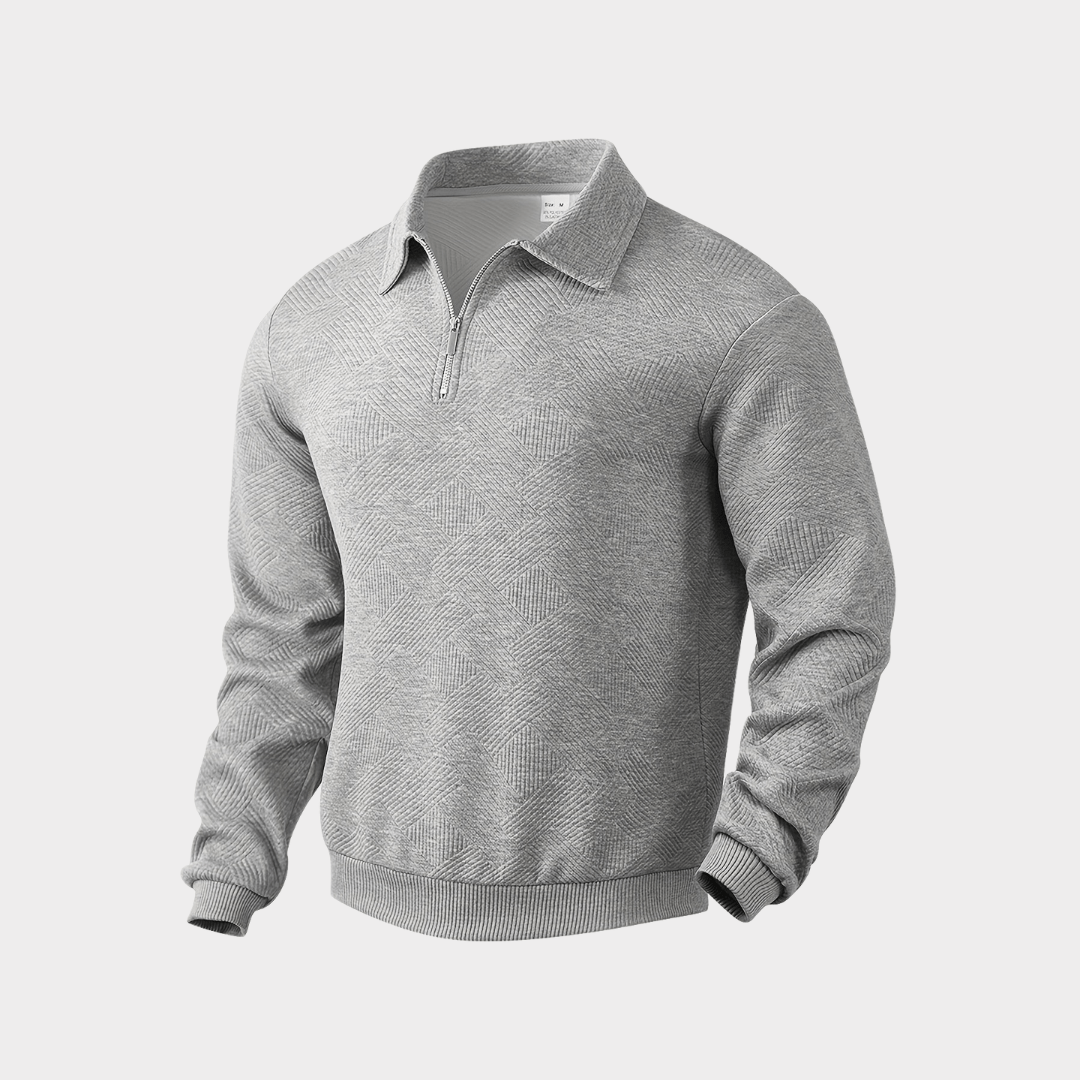 Bruno - Elegant Long-Sleeve Pullover with Practical Zipper Collar