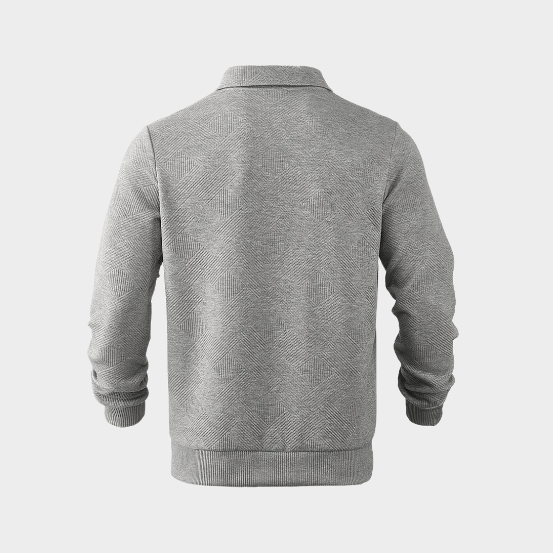 Bruno - Elegant Long-Sleeve Pullover with Practical Zipper Collar
