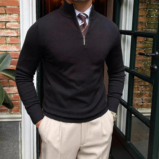 Noah – Modern Half-Zip Knit Sweater with Stylish High Collar