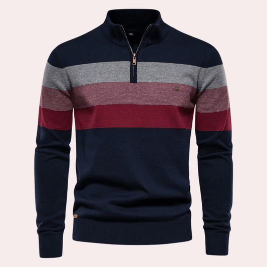 Thilo - Stylish striped round-neck knit sweater for any occasion