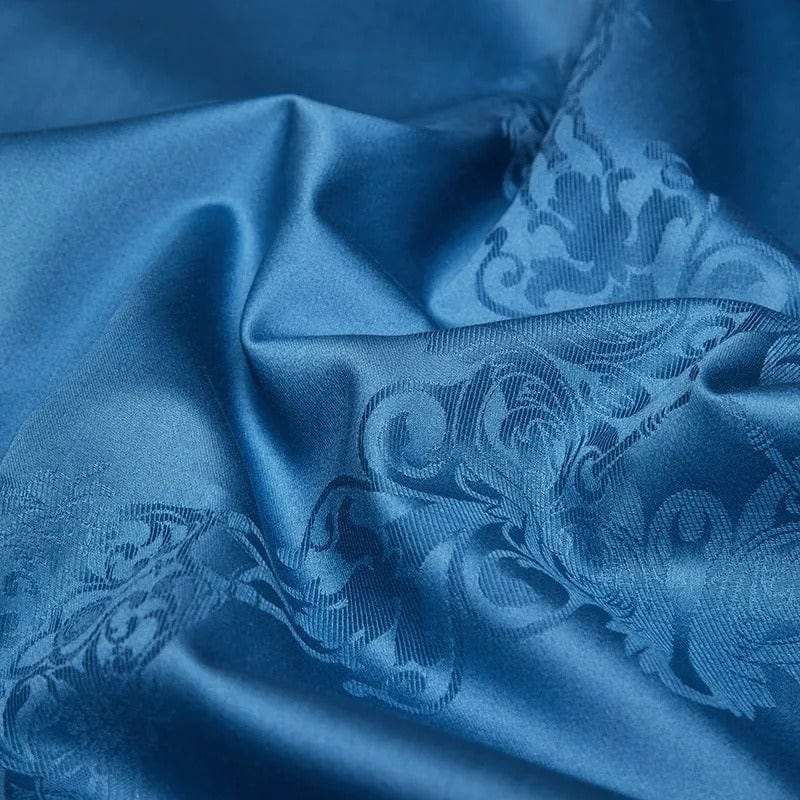 Luksusowy niebieski komplet poszwy na kołdrę z egipskiej bawełny – 200x230 cm z 2 eleganckimi poszewkami na poduszki