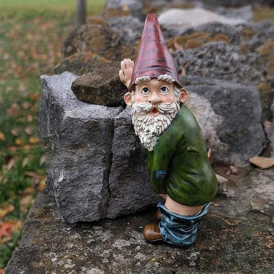 Casta - Kreatywna figurka gnomu wykonana z żywicy z elegancką białą brodą